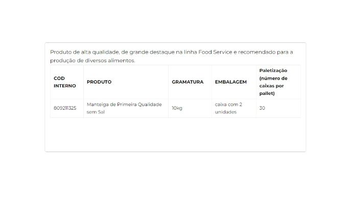 Manteiga de Primeira Qualidade sem Sal 10kg cliente