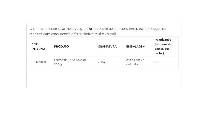 Creme de Leite Leve UHT 200g cliente