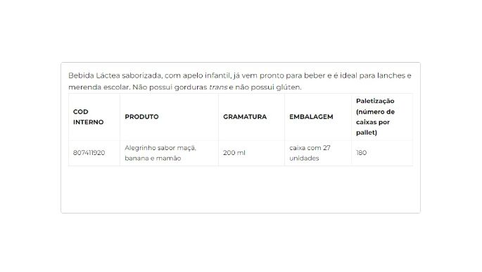 Bebida Láctea UHT sabor maçã, banana e mamão 200ml cliente