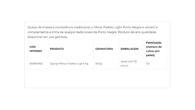 Queijo Minas Padrão Light cliente