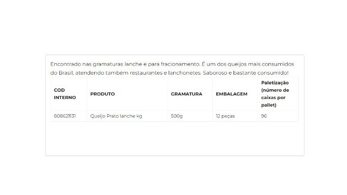 Queijo Prato Lanche cliente